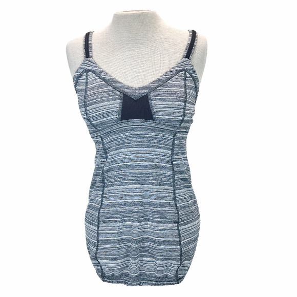 lululemon athletica Tops - Lululemon Speed Up Tank Coal Strata Stripe Gray 6